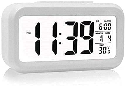 White Digital Alarm Clock – Multi-Feature Desk Timepiece with Date, Temperature, and Alarm Functions Premium Quality Single Deals™