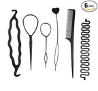 6-Piece Black Hair Styling Maker Tool Set – Professional DIY Hair Accessory Kit