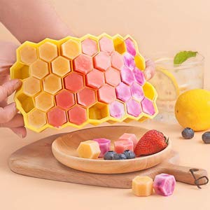 37-Cavity Hexagonal Ice Cube Tray Honey Comb  – Flexible Silicone Mold for Creative Fruit Infusions, Cocktails, and Kitchen Organization Premium Quality Single Deals™