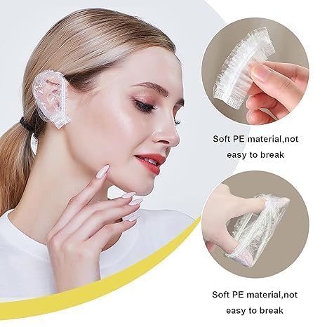 100-Piece Disposable Waterproof Ear Covers - Essential Protective Shields for Hair Coloring, Showering, and Salon Treatments Premium Quality Single Deals™