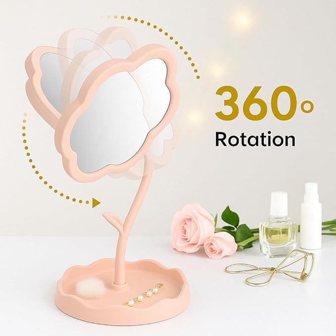 Premium Flower-Shaped Desktop Makeup Mirror – Large-Size Decorative Vanity Accessory for Enhanced Grooming