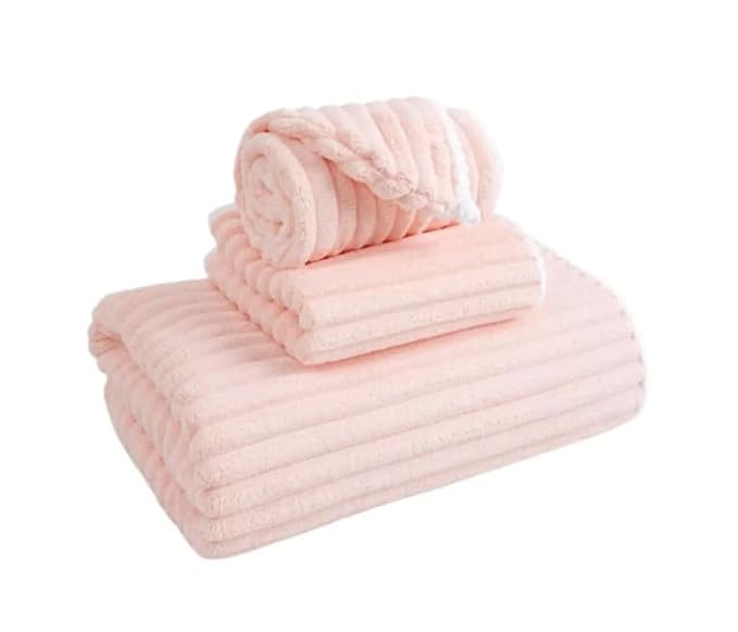 3 Pcs Ultra Soft Bath Towel Set | Large Highly Microfiber Coral Velvet Towel | Quick Drying for Body | towel set for Bathroom, Gym, Spa | 1 Bath Towels, Hand Towels,1 Head Scarf, Multicolor
