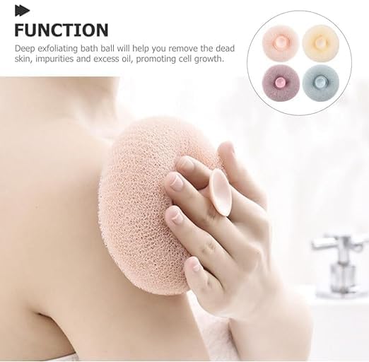 Premium Round Loofah Scrubbing Brush – Ergonomic Exfoliating Sponge for Gentle Body Cleansing