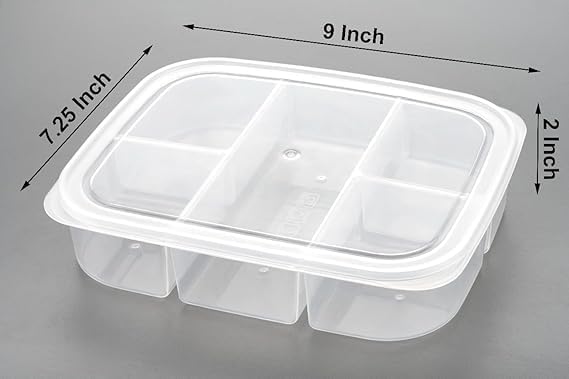 5-Grid Fridge Storage Box – Airtight Multi-Compartment Container for Fresh Produce, Ingredients, and Kitchen Organization Premium Quality Single Deals™