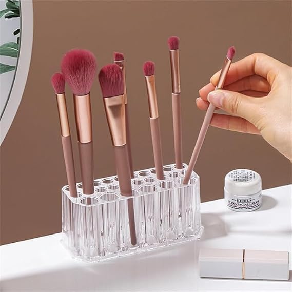 26-Slot Professional Makeup Brush Stand – High-Capacity Acrylic Organizer for Cosmetic Tool Storage Premium Quality Single Deals™