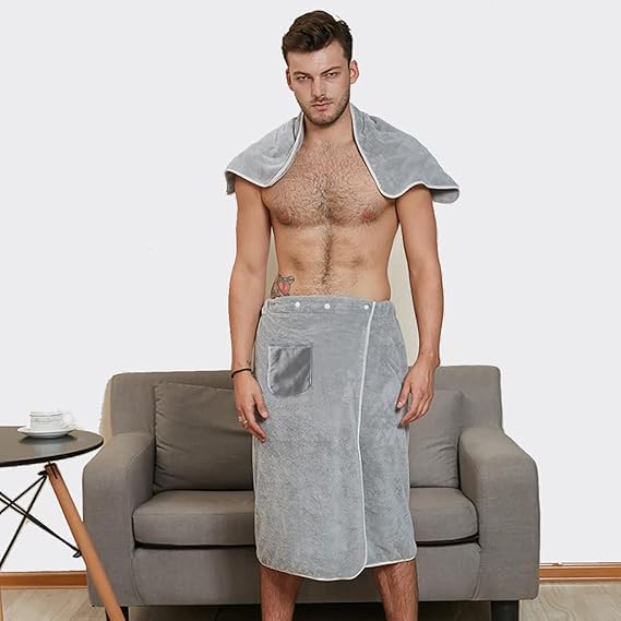 Men’s Premium Wearable Bath Towel – Adjustable, Absorbent Wrap for Ultimate Post-Shower Comfort