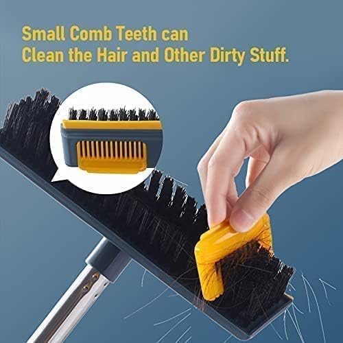 Stainless Steel Floor Cleaner Mop Brush Swiper with Strong Bristle | 2 in 1 Scrape Floor Scrubbing Brush with Long Handle