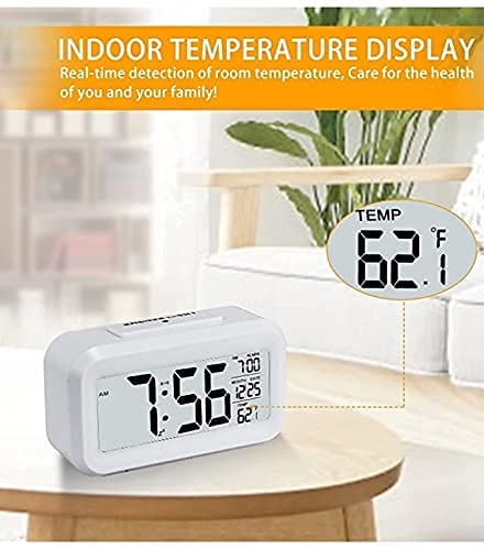 White Digital Alarm Clock – Multi-Feature Desk Timepiece with Date, Temperature, and Alarm Functions Premium Quality Single Deals™