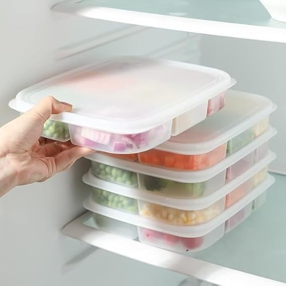 5-Grid Fridge Storage Box – Airtight Multi-Compartment Container for Fresh Produce, Ingredients, and Kitchen Organization Premium Quality Single Deals™