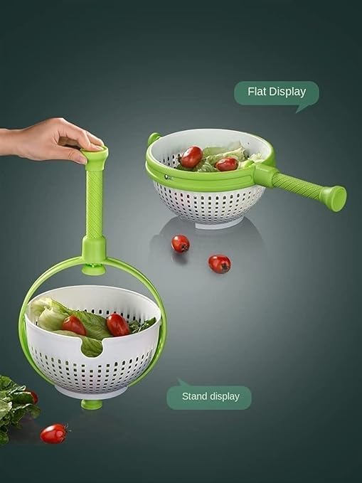 Vegetable Drain Basket – Innovative Press-Action Manual Salad Spinner and Produce Strainer for Efficient Kitchen Prep Premium Quality Single Deals™