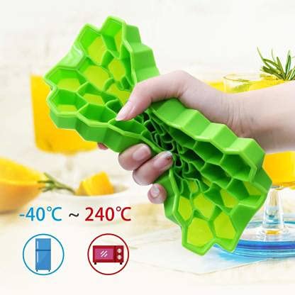 37-Cavity Hexagonal Ice Cube Tray Honey Comb  – Flexible Silicone Mold for Creative Fruit Infusions, Cocktails, and Kitchen Organization Premium Quality Single Deals™
