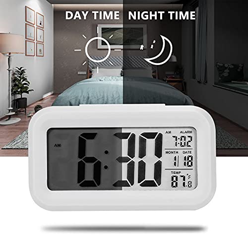 White Digital Alarm Clock – Multi-Feature Desk Timepiece with Date, Temperature, and Alarm Functions Premium Quality Single Deals™