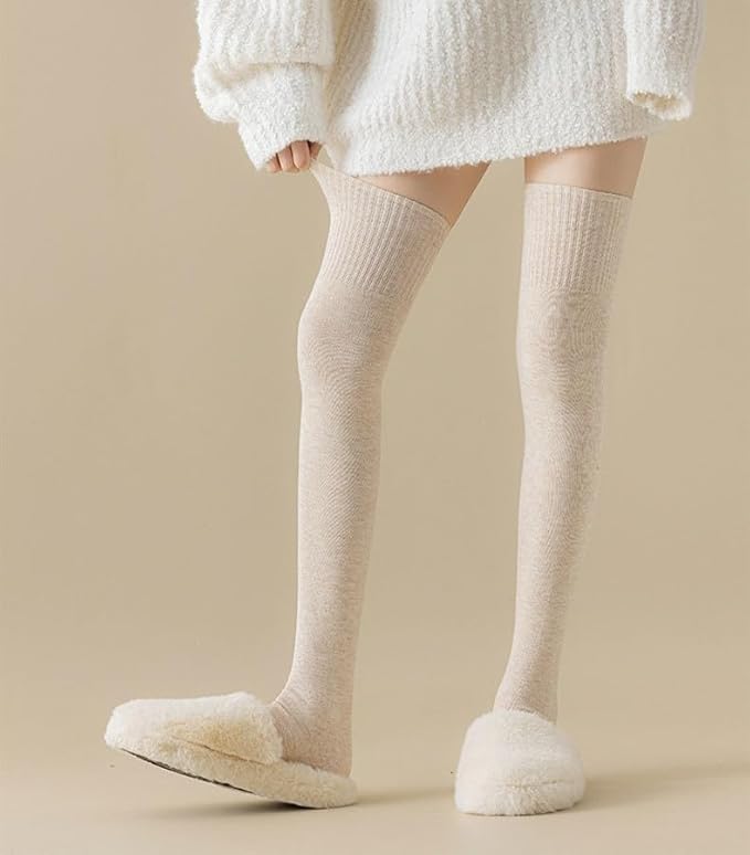 Cozy Ribbed Wool-Blend Over-the-Knee Socks for Women - Soft, Warm, and Stretchy High-Leg Hosiery for Stylish Winter Comfort Premium Quality Single Deals™