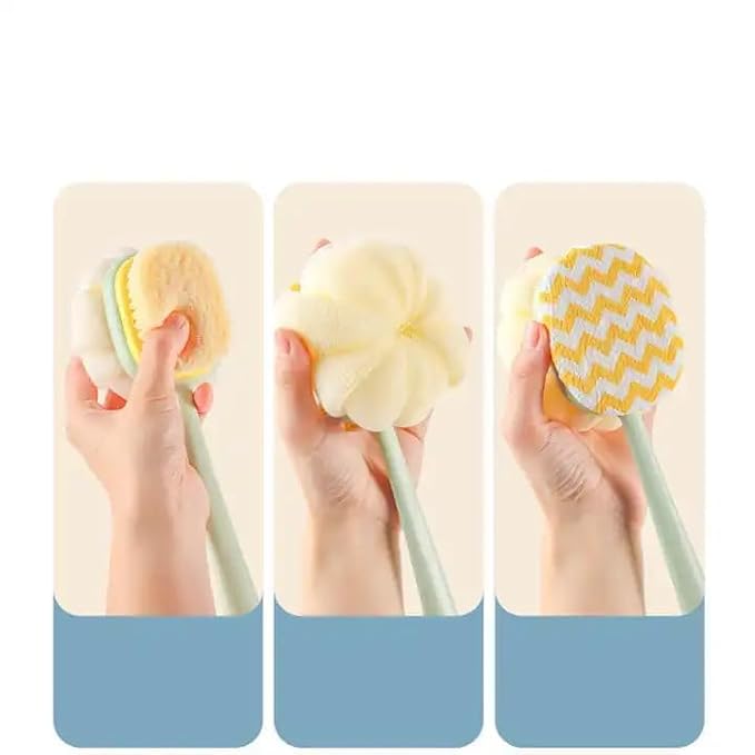 2-in-1 Loofah Bath Brush – Long-Handle Dual-Sided Scrubber for Enhanced Back Cleaning and Exfoliation