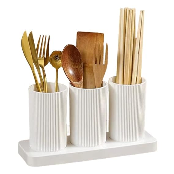 Minimalist Tableware Storage Organizer Set – 3-Piece Countertop Cutlery Holder for Organized Kitchen Essentials Premium Quality Single Deals™