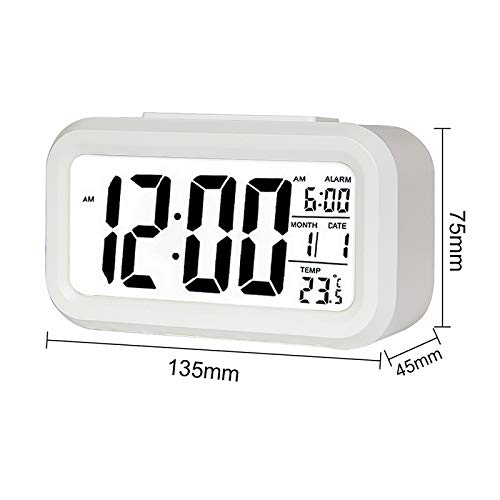 White Digital Alarm Clock – Multi-Feature Desk Timepiece with Date, Temperature, and Alarm Functions Premium Quality Single Deals™