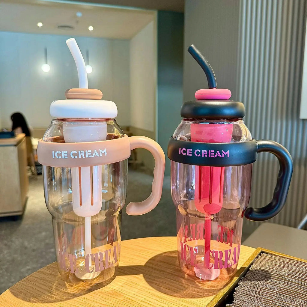 Premium Insulated "Ice Cream" Style Sipper Bottle – Quirky & Stylish Portable Water Bottle for Kids & Adults