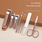 8-in-1 Compact Manicure Set - Professional Stainless Steel Grooming Kit with Modern Earth-Tone Travel Case for Nail and Cuticle Care Premium Quality Single Deals™