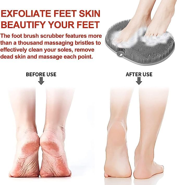 Silicone Shower Foot Scrubber & Back Massager – Multi-Purpose Exfoliating Bath Mat for Enhanced Hygiene and Relaxation