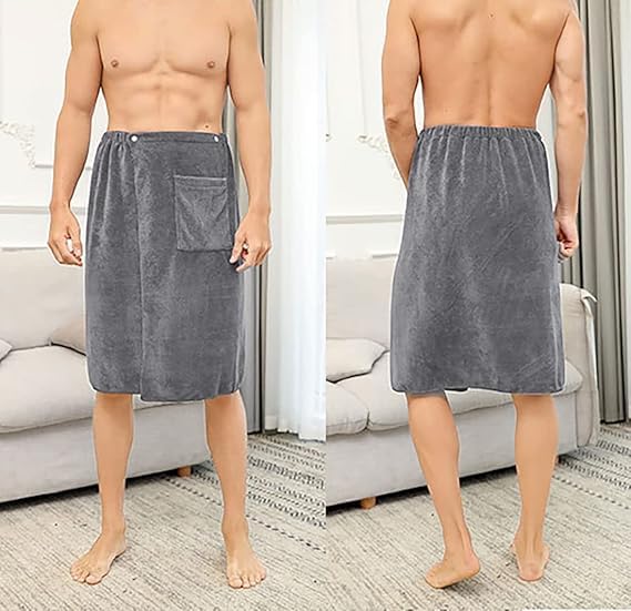 Men’s Premium Wearable Bath Towel – Adjustable, Absorbent Wrap for Ultimate Post-Shower Comfort