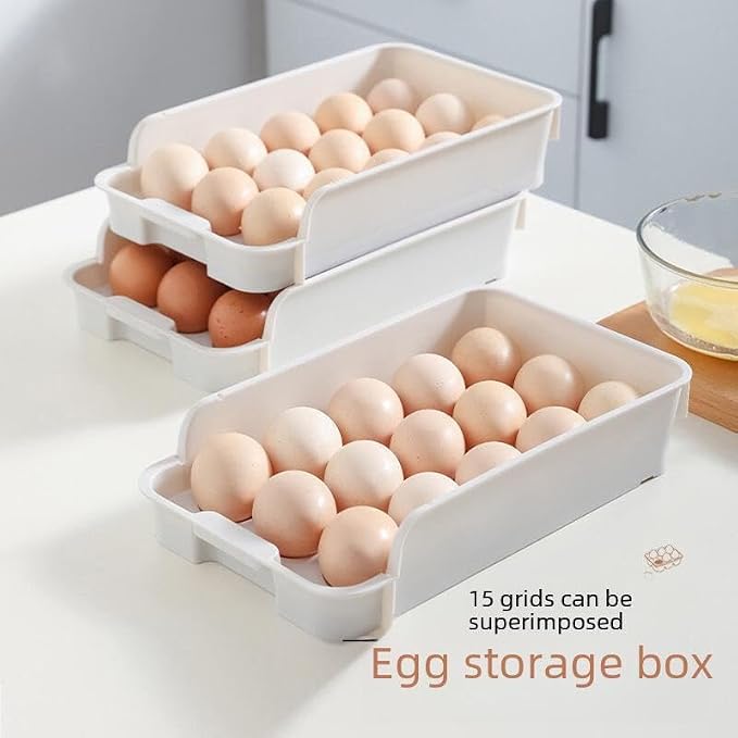 3-Layer Egg Organizer Tray – Stackable Space-Saving Refrigerator Storage Container for Freshness and Kitchen Organization Premium Quality Single Deals™