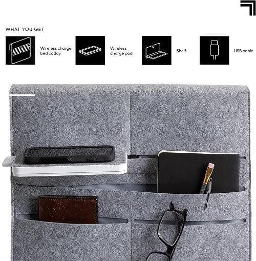 Premium Wireless Charging Bed Caddy – Sophisticated Bedside Organization and Power Solution