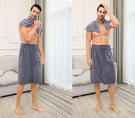 Men’s Premium Wearable Bath Towel – Adjustable, Absorbent Wrap for Ultimate Post-Shower Comfort
