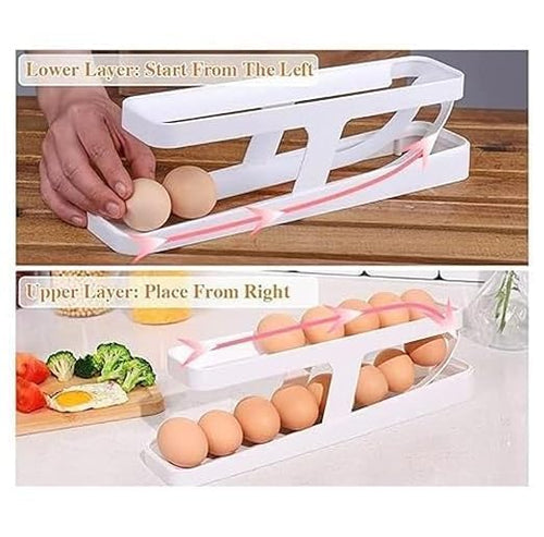 Egg Dispenser Rack – Gravity-Fed Sliding Organizer Holder for Refrigerator Freshness and Kitchen Countertop Storage Premium Quality Single Deals™