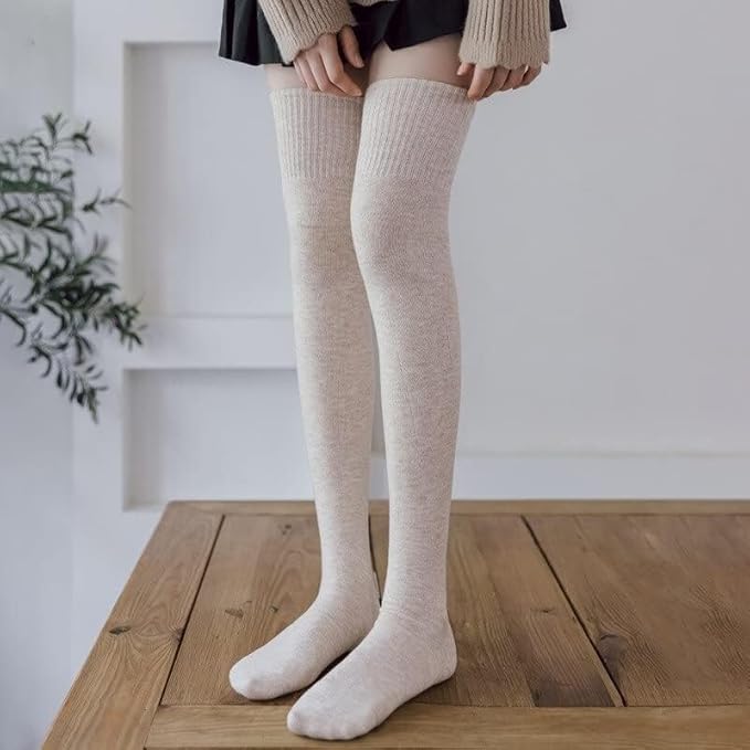 Cozy Ribbed Wool-Blend Over-the-Knee Socks for Women - Soft, Warm, and Stretchy High-Leg Hosiery for Stylish Winter Comfort Premium Quality Single Deals™
