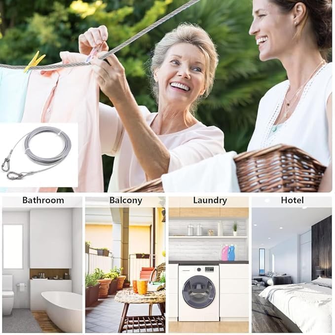 Single Deals™ 10 Meter Heavy Duty Clothes Drying Rope With Hooks - Premium Quality