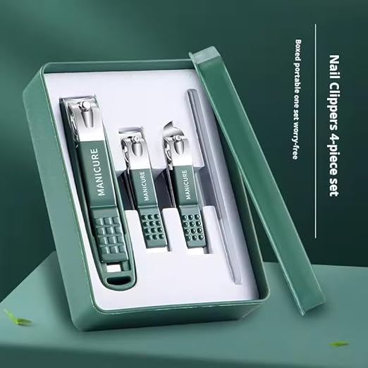 6-Piece Professional Green Manicure Set - Stainless Steel Grooming Kit with Elegant Storage Case for Nail and Cuticle Care Premium Quality Single Deals™
