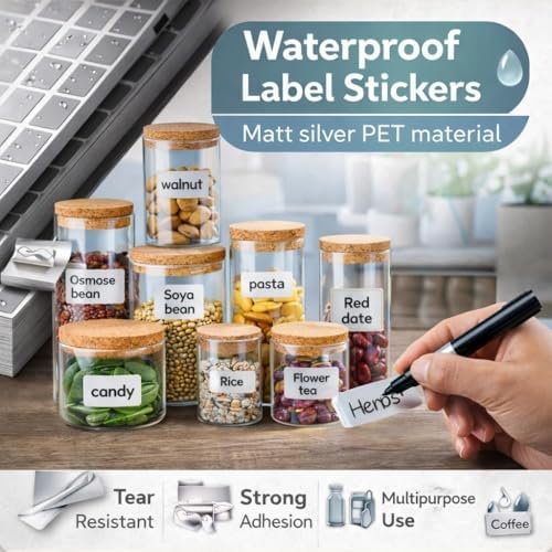 Single Deals™ 10 Sheet Matt Silver Label Paper 20*40mm Premium Quality
