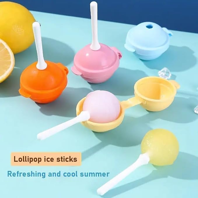 Lolipop ice Cube Tray Ice Ball Mould with Lid | Planet Shape Silicone Ice Cream & Lollipop Shape Mould – Mini DIY Popsicle Maker for Kids & Summer Fun- Reusable Summer Ice Stick Cube Tray.