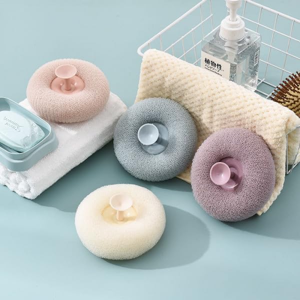 Premium Round Loofah Scrubbing Brush – Ergonomic Exfoliating Sponge for Gentle Body Cleansing