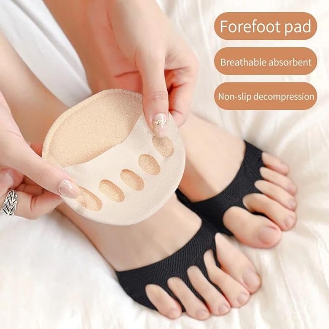 Comfortable Forefoot Sponge Cushion Socks - Breathable Half-Sock Pads with Toe Separators for Pain Relief and All-Day Comfort in Heels Premium Quality Single Deals™
