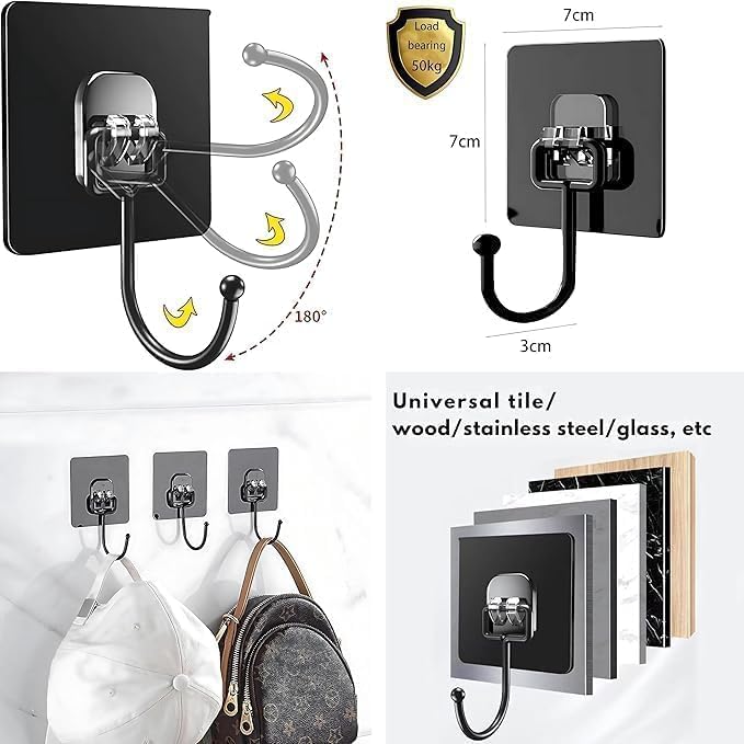 Single Deals™ 7 X 7 Black Large Hook Sticker