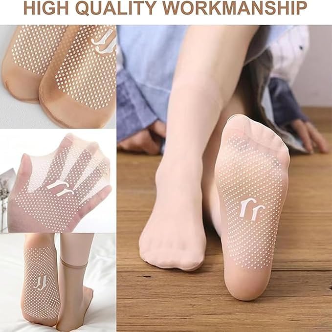 5-Pair Anti-Skid Transparent Liner Socks - Ultra-Thin, Breathable Invisible Footies with Non-Slip Grip for Comfort and Stability Premium Quality Single Deals™