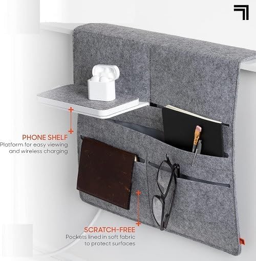 Premium Wireless Charging Bed Caddy – Sophisticated Bedside Organization and Power Solution