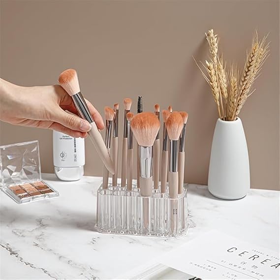 26-Slot Professional Makeup Brush Stand – High-Capacity Acrylic Organizer for Cosmetic Tool Storage Premium Quality Single Deals™