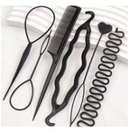 6-Piece Black Hair Styling Maker Tool Set – Professional DIY Hair Accessory Kit