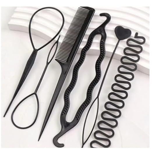 6-Piece Black Hair Styling Maker Tool Set – Professional DIY Hair Accessory Kit