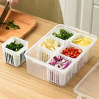 6-Grid Fridge Storage Box – Airtight Multi-Compartment Container for Fresh Produce, Ingredients, and Kitchen Organization Premium Quality Single Deals™