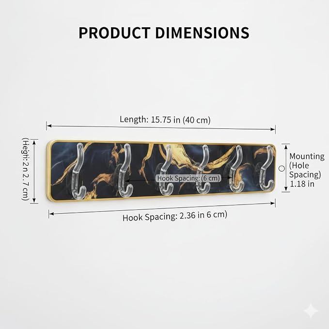 Single Deals™ Marble Sticker 6 Hook Premium Quality