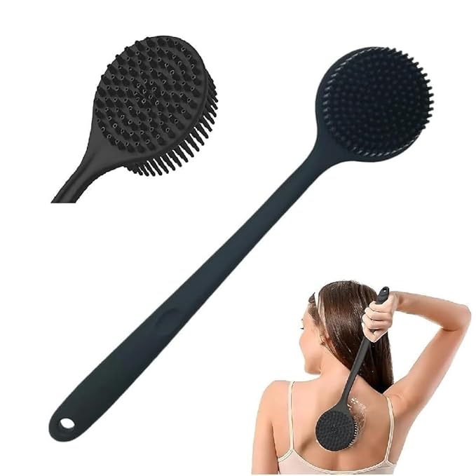 2-in-1 Premium Silicone Bath Brush – Long-Handle Exfoliating Scrubber for Deep Cleansing and Skin Wellness
