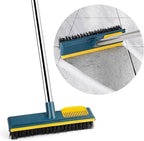 Stainless Steel Floor Cleaner Mop Brush Swiper with Strong Bristle | 2 in 1 Scrape Floor Scrubbing Brush with Long Handle