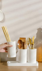 Minimalist Tableware Storage Organizer Set – 3-Piece Countertop Cutlery Holder for Organized Kitchen Essentials Premium Quality Single Deals™