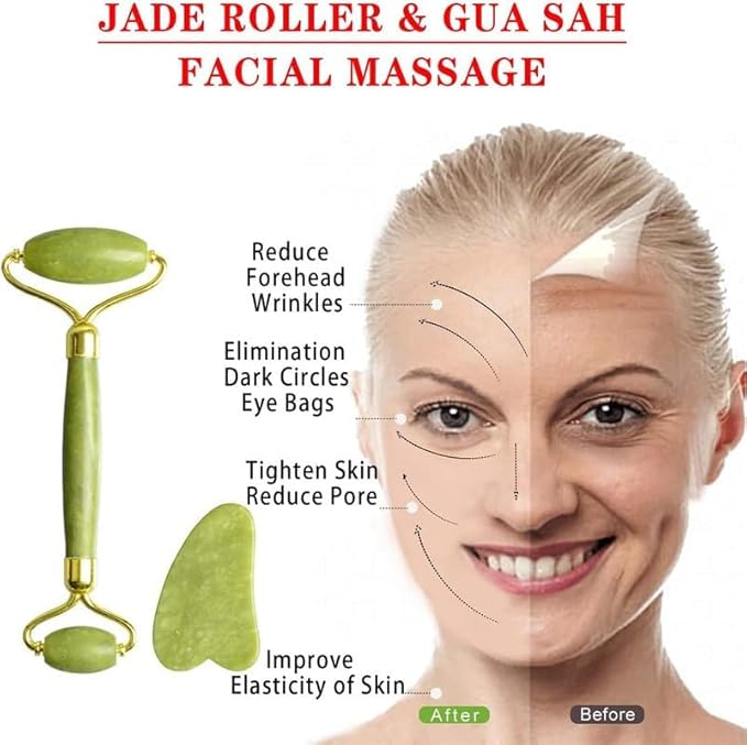 Natural Jade Facial Roller & Gua Sha Set – Premium Dual-Action Beauty Tool for Skin Rejuvenation and Relaxation Premium Quality Single Deals™