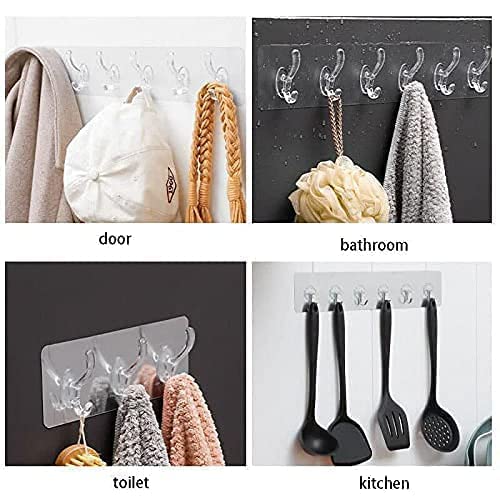 Single Deals™ 6 Pcs Sticker  Transparent Hook Premium Quality