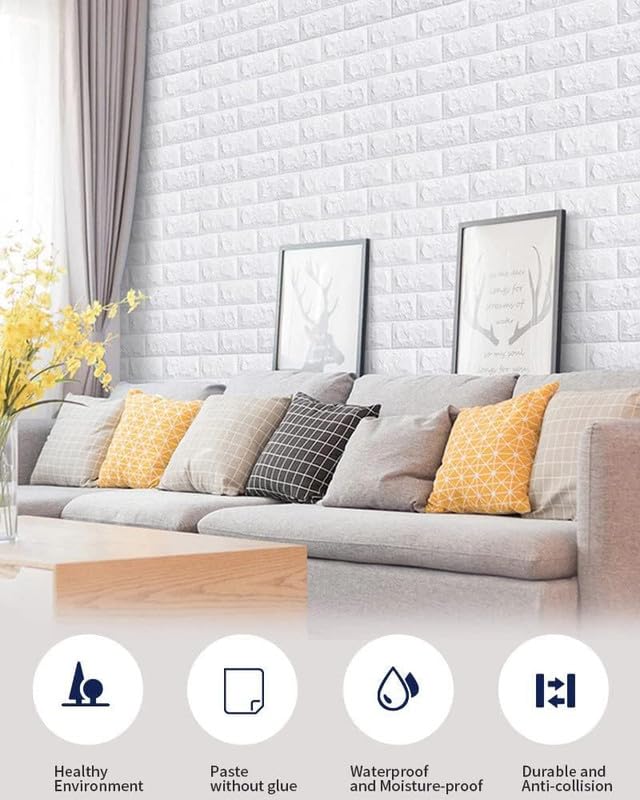 3D White Brick Wallpaper – Premium Textured Wall Decor