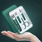 6-Piece Professional Green Manicure Set - Stainless Steel Grooming Kit with Elegant Storage Case for Nail and Cuticle Care Premium Quality Single Deals™